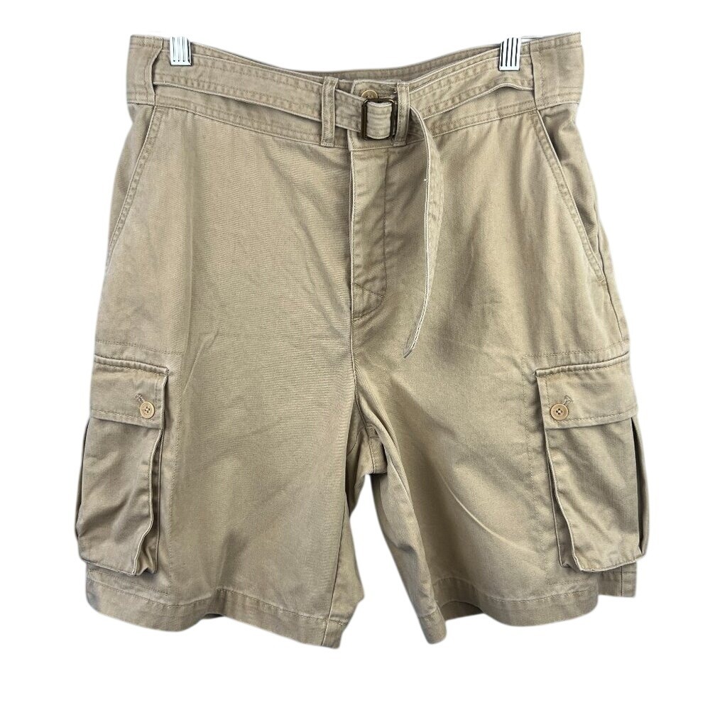 Vintage Lauren Ralph Lauren Cotton Cargo Bermuda Shorts Size 10 Belted Pockets